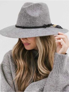 GIGI PIP Scottie - Gray Wool Wide-Brim Fedora with Tan/Brown Hatband